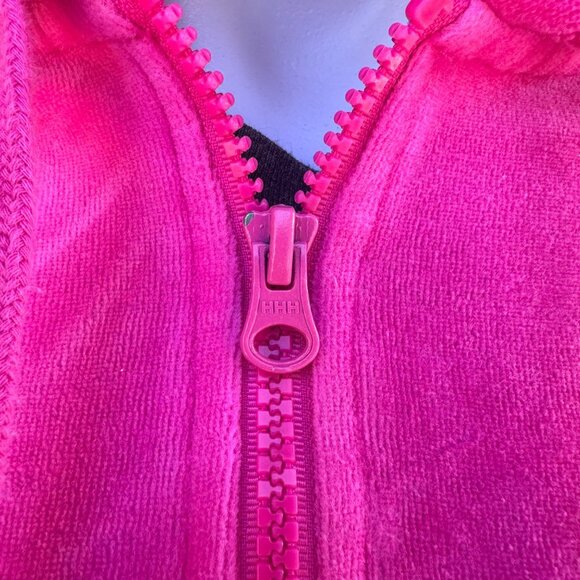 Everlast Sport Pink Velour Zip-Up Hoodie Womens M With Hood & Rhinestone Accents - Picture 7 of 10